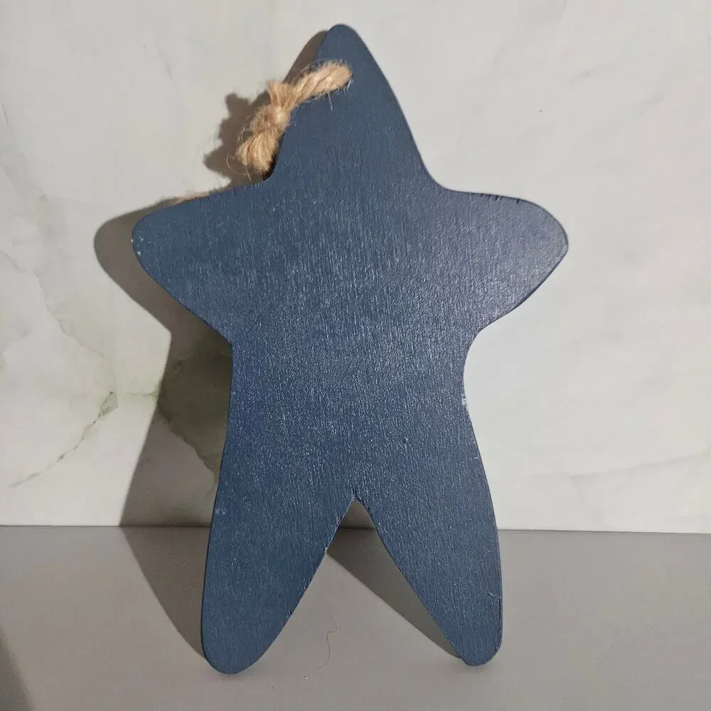 Wooden Star Snowman Christmas Ornament